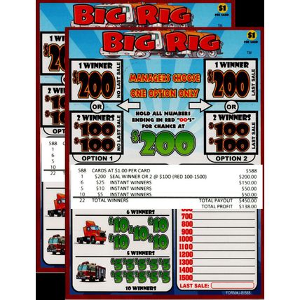 Big Rig Seal Game 1176 Pull Tabs 2 Games Entertainment Only