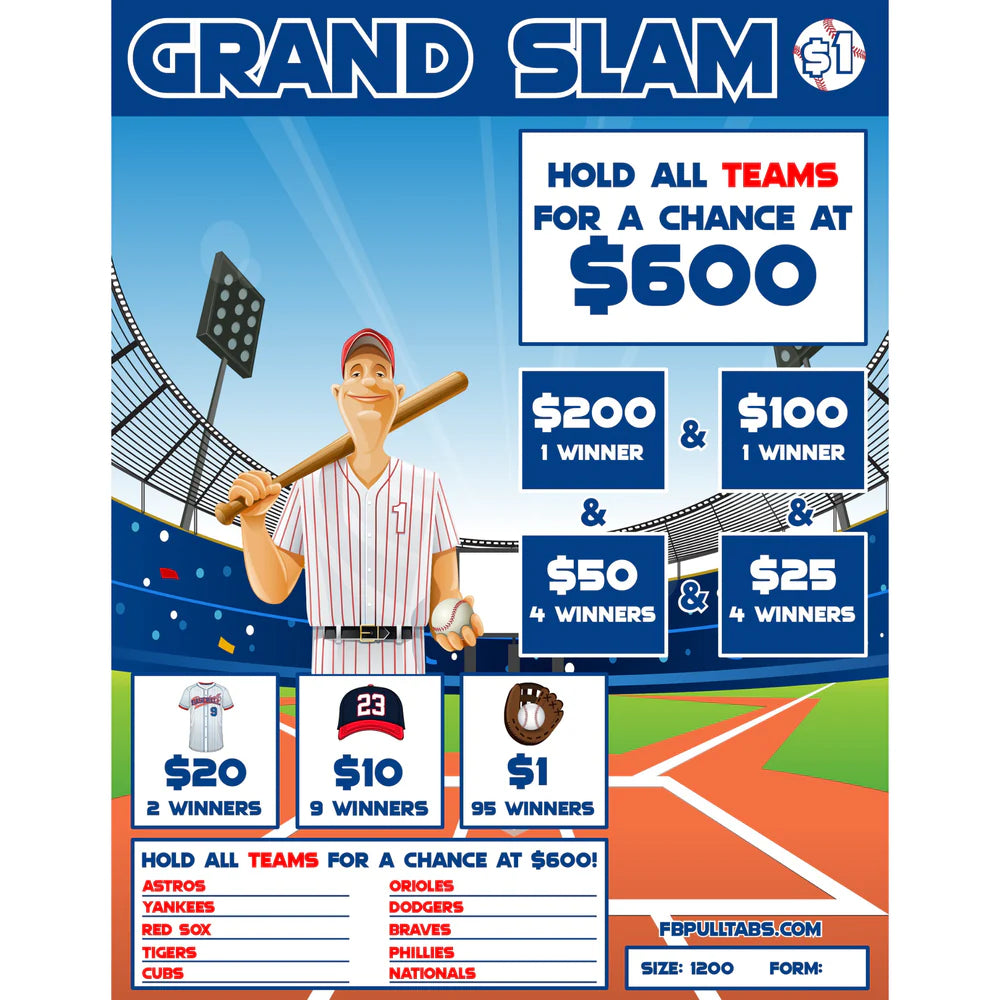 Grand Slam 1200 Pull Tabs Seal Game Entertainment Only