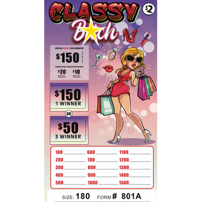 $2 Classy Bitch Seal Game 180 Pull Tabs Entertainment Only