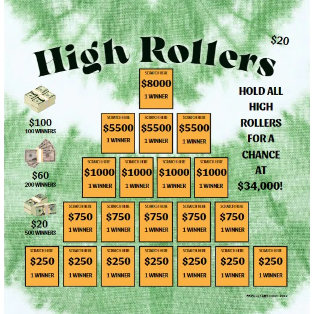 High Rollers Seal Game 3990 Pull Tabs One Window Entertainment Only
