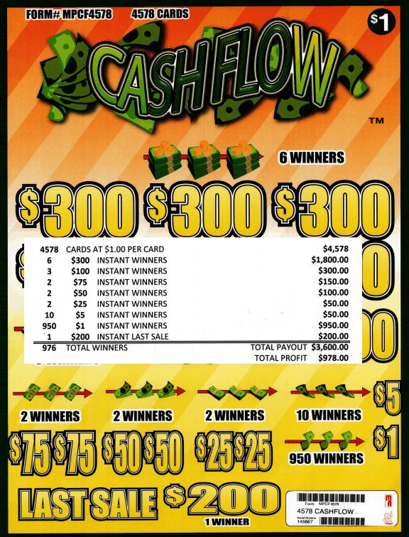 Cash Flow 4578 Instant Pull Tab Game Entertainment Only