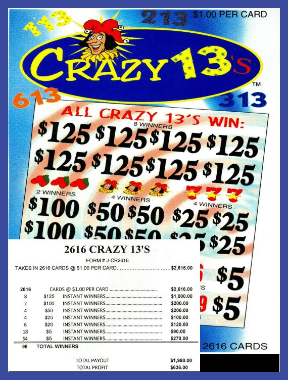 Crazy 13 2630 Pull Tabs Entertainment Only